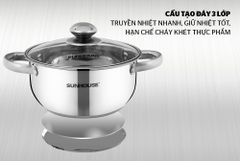 Nồi inox 3 đáy Sunhouse SH22124