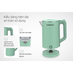 Ấm siêu tốc Sunhouse inox 2 lớp SHD1350 1.7 lít