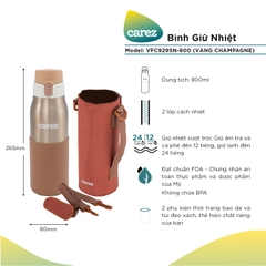 Bình giữ nhiệt Carez VFC929SN 800ml nâu