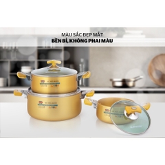 Bộ nồi ANOD 3C Sunhouse màu vàng SH8834