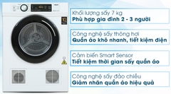 Máy sấy thông hơi Aqua 7 Kg AQH-V700FW