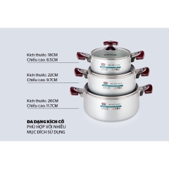 Bộ nồi ANOD 3 chiếc màu Bạc SH8833