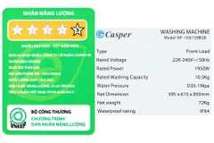Máy giặt Casper Inverter 10.5 kg WF-105I150BGB