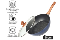 Chảo kim cương Nagakawa NAG2853 có nắp 28cm