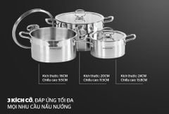 Bộ nồi inox Sunhouse 5 đáy SH784