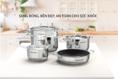 Bộ nồi chảo inox Sunhouse SH995 5 đáy