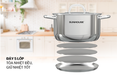 Bộ nồi chảo inox Sunhouse SH995 5 đáy