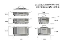 Bộ nồi chảo inox Sunhouse SH995 5 đáy