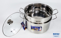 Nồi xửng hấp inox Matika 3 đáy đáy từ MTK-3065