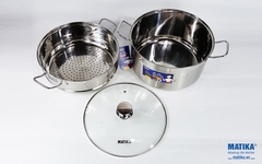 Nồi xửng hấp inox Matika 3 đáy đáy từ MTK-3065