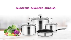 Bộ nồi chảo inox 3 lớp cao cấp Mutosi 4 chiếc MC-347