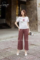 SONO - Áo chất linen thêu hoa ngực