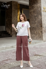 SONO - Áo chất linen thêu hoa ngực