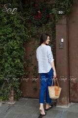 SONO - Áo linen tay lửng thêu hoa