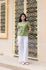 SONO - Áo linen thêu hoa sen