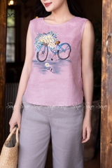 SONO - Áo linen vẽ xe đạp