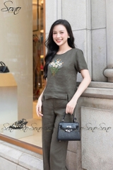 SONO - Bộ dài linen thêu bó hoa