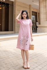 SONO - Đầm linen ren cổ thêu hoa
