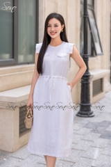 SONO - Đầm linen rút dây eo đột chỉ nổi