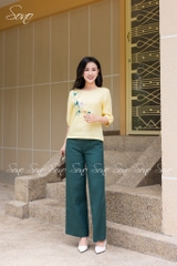 SONO - Áo linen tay lồng đèn thêu nhánh hoa trắng