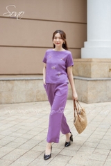 SONO - Bộ dài linen thêu hoa rơi