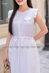 SONO - Đầm linen rút dây eo đột chỉ nổi