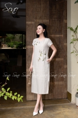 SONO - Đầm linen thêu hoa cúc