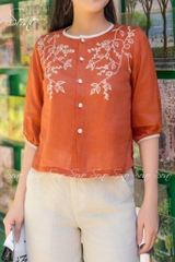 SONO - Áo linen tay lỡ thêu full ngực