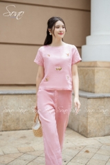 SONO - Bộ dài linen thêu hoa rơi