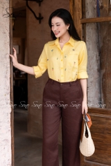 SONO - Áo sơ mi linen thêu hoa rơi