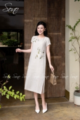 SONO - Đầm linen thêu hoa cúc