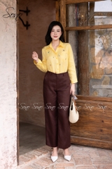 SONO - Áo sơ mi linen thêu hoa rơi