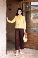 SONO - Áo sơ mi linen thêu hoa rơi