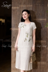 SONO - Đầm linen thêu hoa cúc