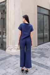 SONO - Bộ dài linen cổ V đính nút gỗ