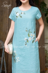SONO - Đầm linen thêu hoa cúc