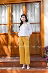 SONO - Áo linen tay lỡ thêu nhành hoa rơi