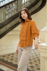SONO - Áo sơ mi linen xếp ly