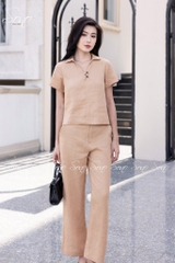 SONO - Bộ dài linen cổ V đính nút gỗ