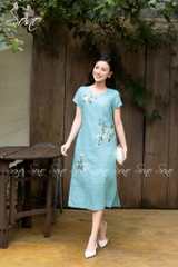 SONO - Đầm linen thêu hoa cúc