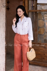 SONO - Áo sơ mi linen thêu hoa rơi