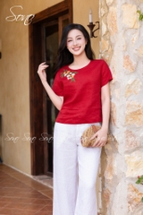 SONO - Áo linen thêu quả dâu