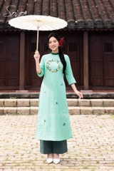 SONO - Áo dài xanh mint thêu vòng hoa