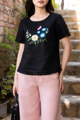 SONO - Áo linen thêu hoa và bướm