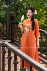 SONO - Áo dài cam thêu hoa đại đóa