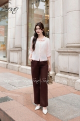 SONO - Áo linen tay lỡ cổ sen trơn