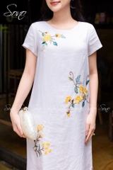 SONO - Đầm linen thêu hoa cúc