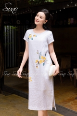 SONO - Đầm linen thêu hoa cúc