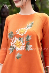 SONO - Áo dài cam thêu hoa đại đóa