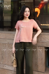 SONO - Áo linen thêu bông lúa